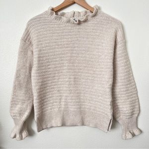 Madewell Ruffle Knit Sweater Beige size M